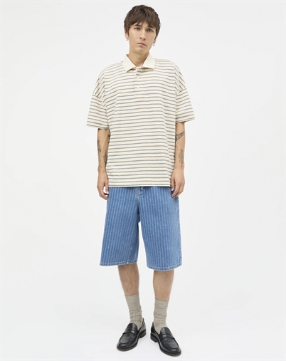 Mads Nørgaard - Light Terry Polo T-Shirt - Vanilla Ice/Sky Captain/Zinnia